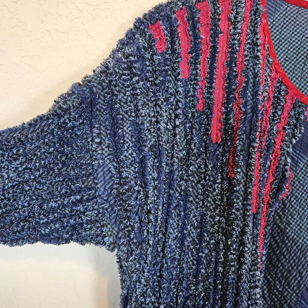 Handmade Terrycloth Blue Open Front Jacket Size‎ Large